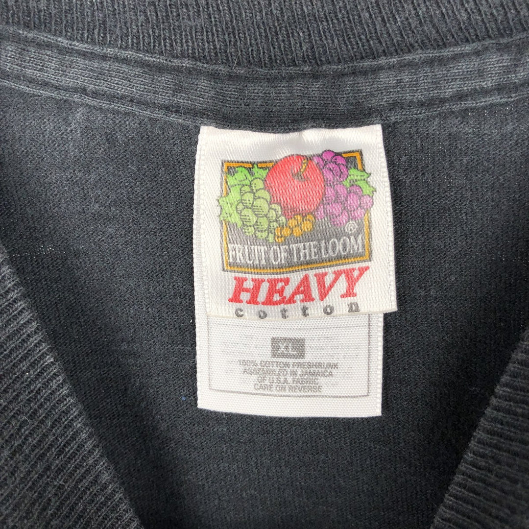 90s-00'S Fruit of the Loom message print T-shirt, men's size XL. cotton black type Vintage Second Hand