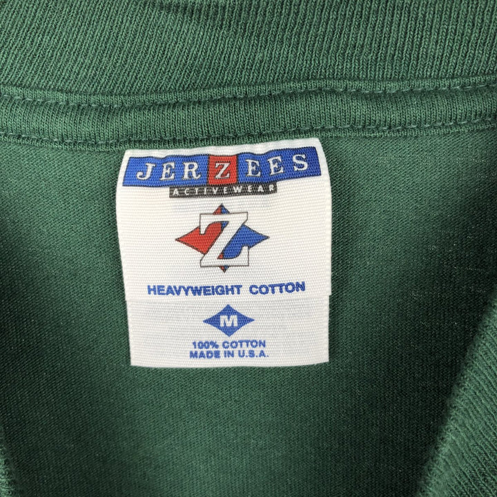 90'S Jerzees Message Print T-Shirt, Made in USA, Men's Size M (Equivalent), Vintage cotton green type Vintage Second Hand