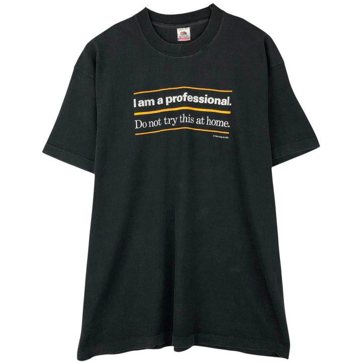 90'S Fruit of the Loom Message Print T-Shirt Made in USA Men's XXL Vintage cotton black type Vintage Second Hand