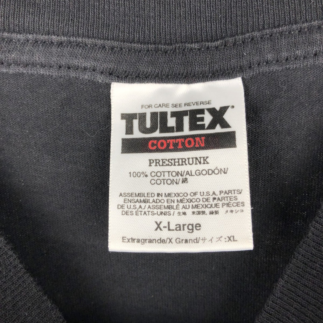 TULTEX Floral Art T-Shirt, Men's Size XL (approx.) cotton black type Vintage Second Hand