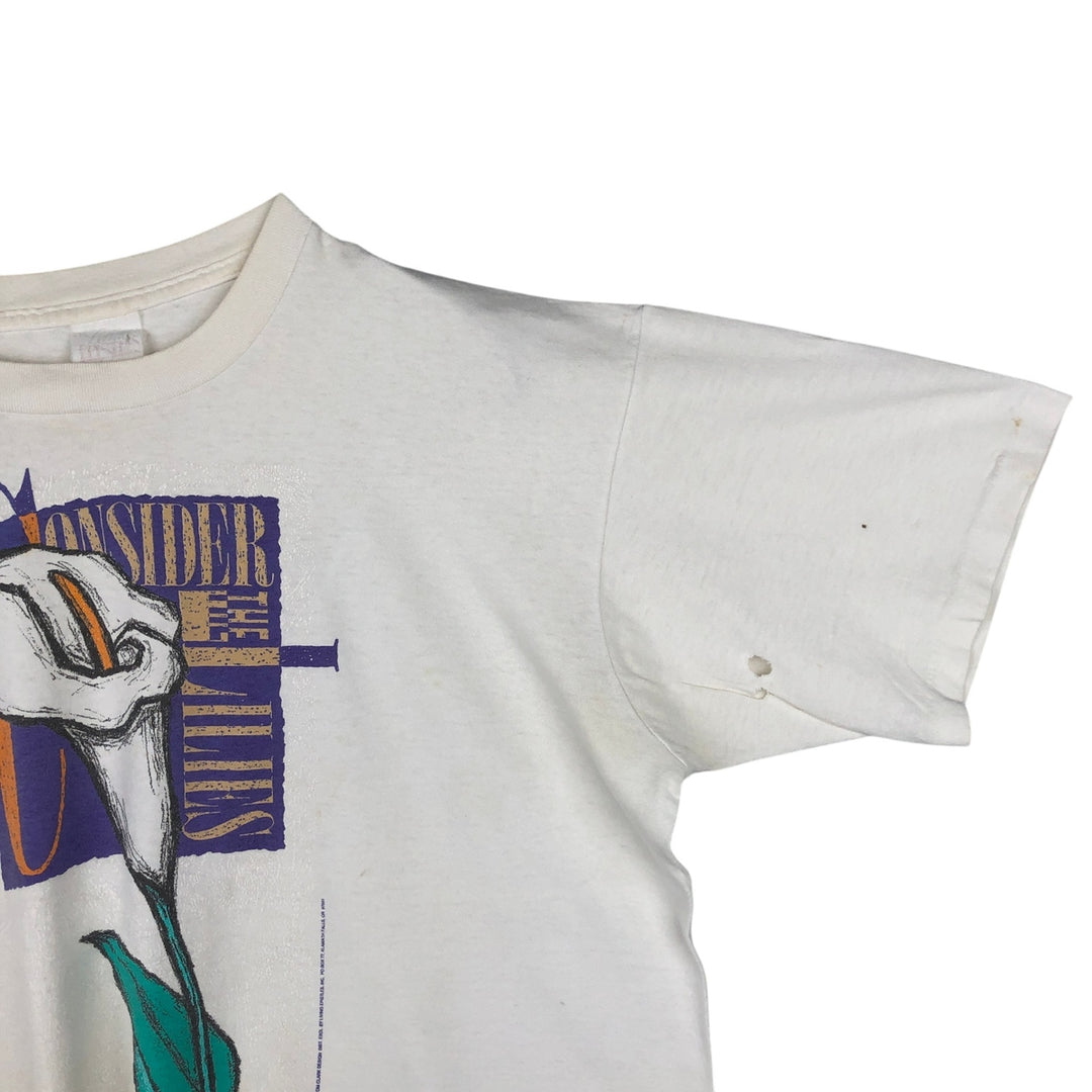 90'S LIBERTY GRAPHICS floral art t-shirt, men's size L equivalent, vintage. unclear white type Vintage Second Hand