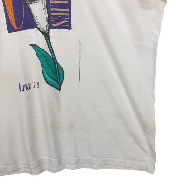 90'S LIBERTY GRAPHICS floral art t-shirt, men's size L equivalent, vintage. unclear white type Vintage Second Hand