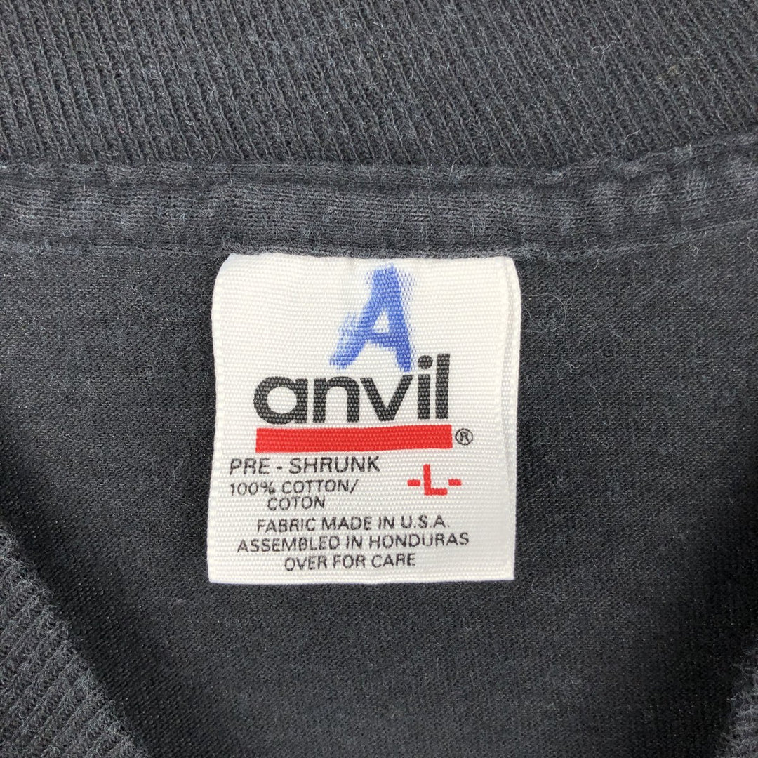 90'S Anvil message print T-shirt, men's size L (approx.), vintage. cotton black type Vintage Second Hand