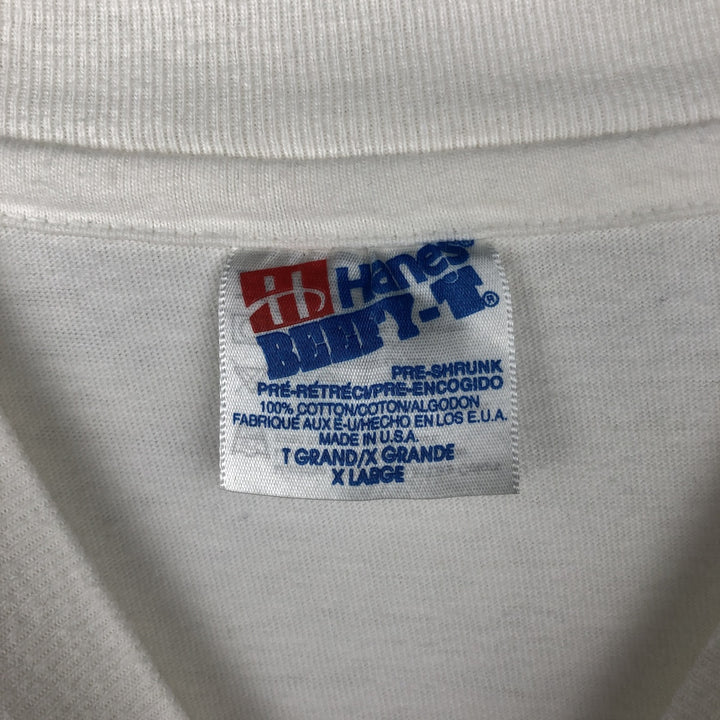 90'S Hanes Message Print T-Shirt, Made in USA, Men's XL (approx.), Vintage cotton pale white type Vintage Second Hand