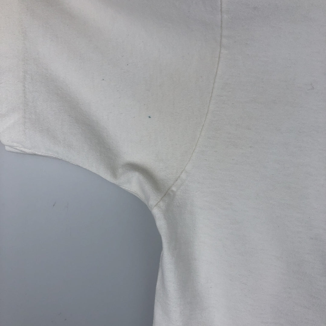 90'S Fruit of the Loom Message Print T-Shirt Made in USA Men's L Size Vintage cotton white type Vintage Second Hand
