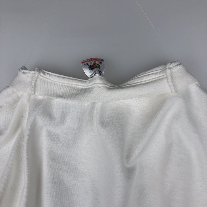 90'S Fruit of the Loom Message Print T-Shirt Made in USA Men's L Size Vintage cotton white type Vintage Second Hand
