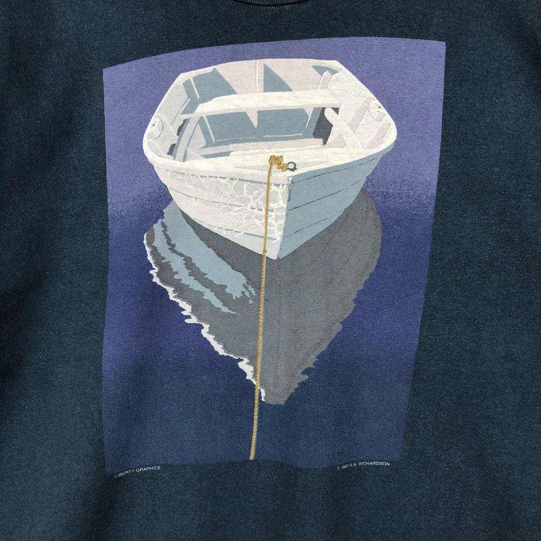 90'S LIBERTY GRAPHICS Art T-shirt, Men's Size L (approx.), Vintage unclear blue type Vintage Second Hand