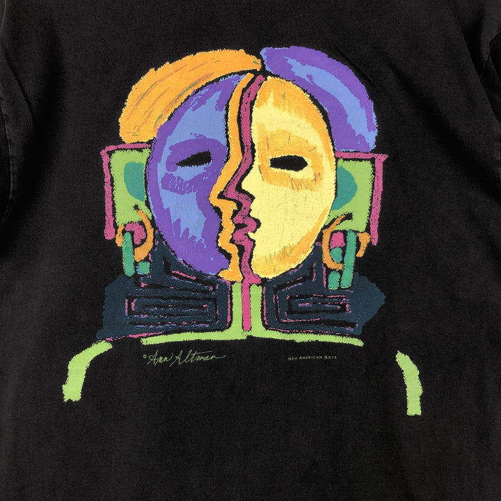 90'S Hanes ANN ALTMAN Art T-shirt, Made in USA, Men's Size L (approx.), Vintage cotton black type Vintage Second Hand
