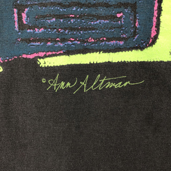 90'S Hanes ANN ALTMAN Art T-shirt, Made in USA, Men's Size L (approx.), Vintage cotton black type Vintage Second Hand