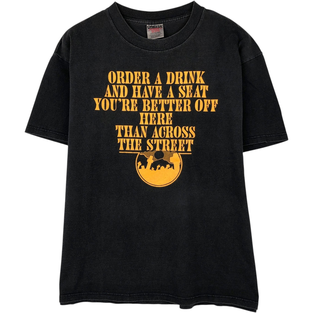 90s-00'S ONEITA BOOT HILL SALOON advertising T-shirt, men's size L equivalent, vintage. cotton black type Vintage Second Hand