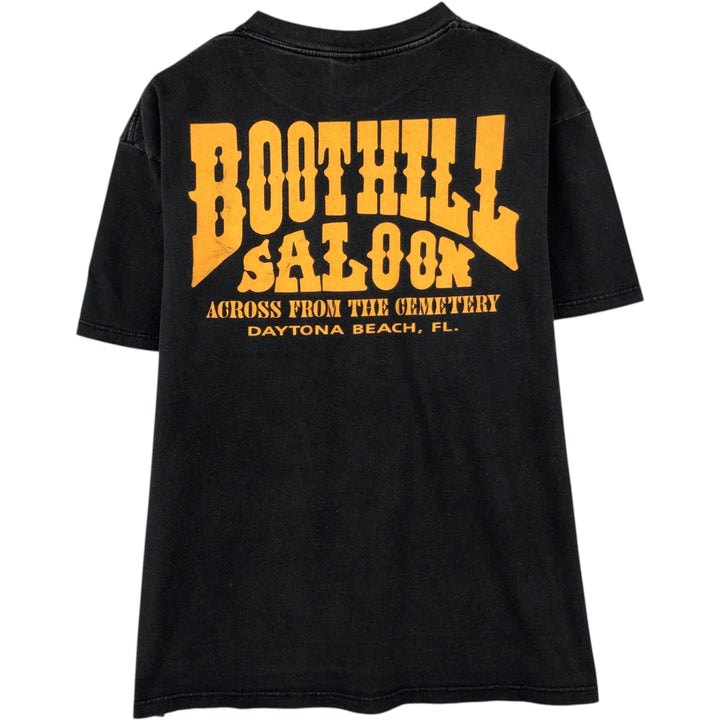 90s-00'S ONEITA BOOT HILL SALOON advertising T-shirt, men's size L equivalent, vintage. cotton black type Vintage Second Hand