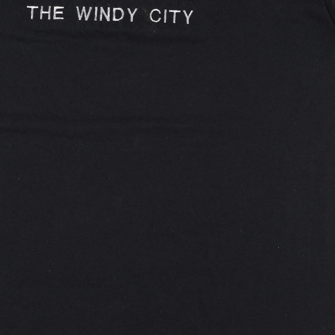 Jerzees CHICAGO embroidered T-shirt, made in USA, men's size XL equivalent. cotton black type Vintage Second Hand
