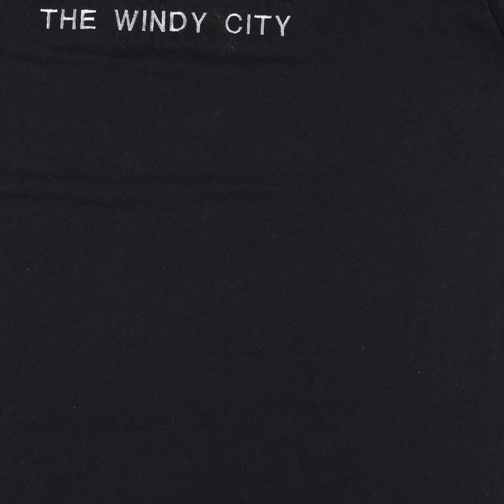 Jerzees CHICAGO embroidered T-shirt, made in USA, men's size XL equivalent. cotton black type Vintage Second Hand