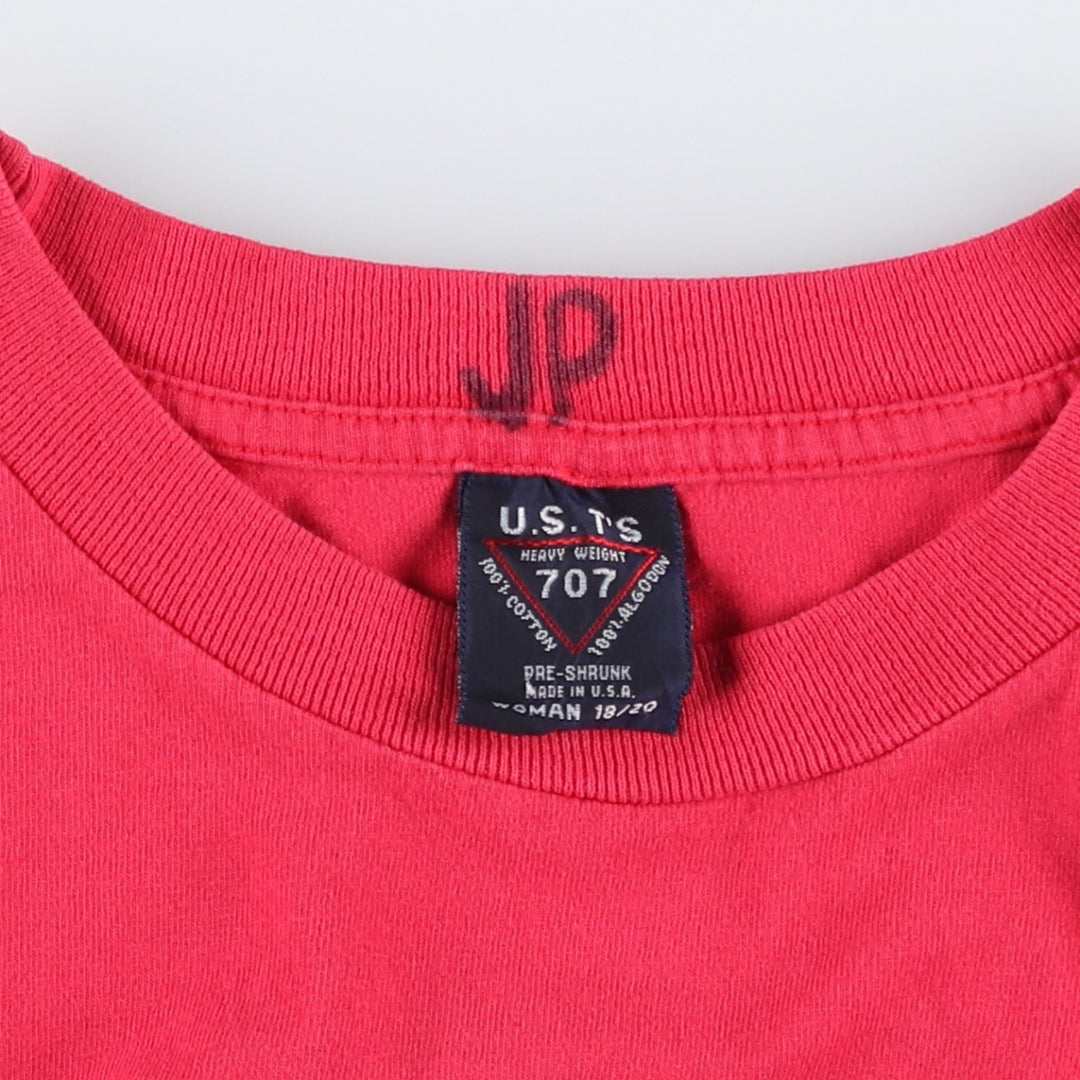 UST'S American Flag Bear Pattern Print T-Shirt, Made in USA, Women's Size XL (approx.) cotton red type Vintage Second Hand