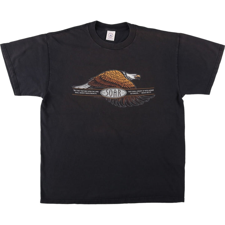 2000'S Delta Eagle Pattern Print T-Shirt, Men's Size L (approx.) cotton black type Vintage Second Hand