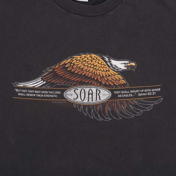 2000'S Delta Eagle Pattern Print T-Shirt, Men's Size L (approx.) cotton black type Vintage Second Hand