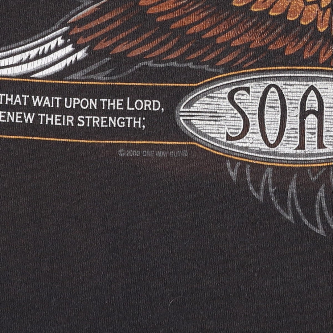 2000'S Delta Eagle Pattern Print T-Shirt, Men's Size L (approx.) cotton black type Vintage Second Hand