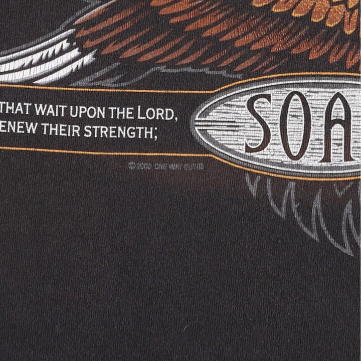 2000'S Delta Eagle Pattern Print T-Shirt, Men's Size L (approx.) cotton black type Vintage Second Hand