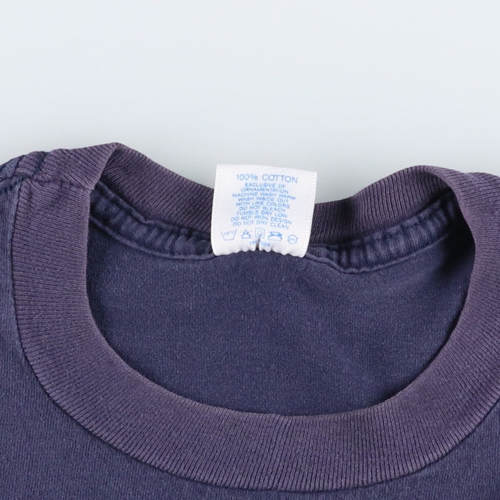 90'S Velva Sheen Print T-Shirt, Made in USA, Men's Size L (Equivalent), Vintage cotton navy blue type Vintage Second Hand