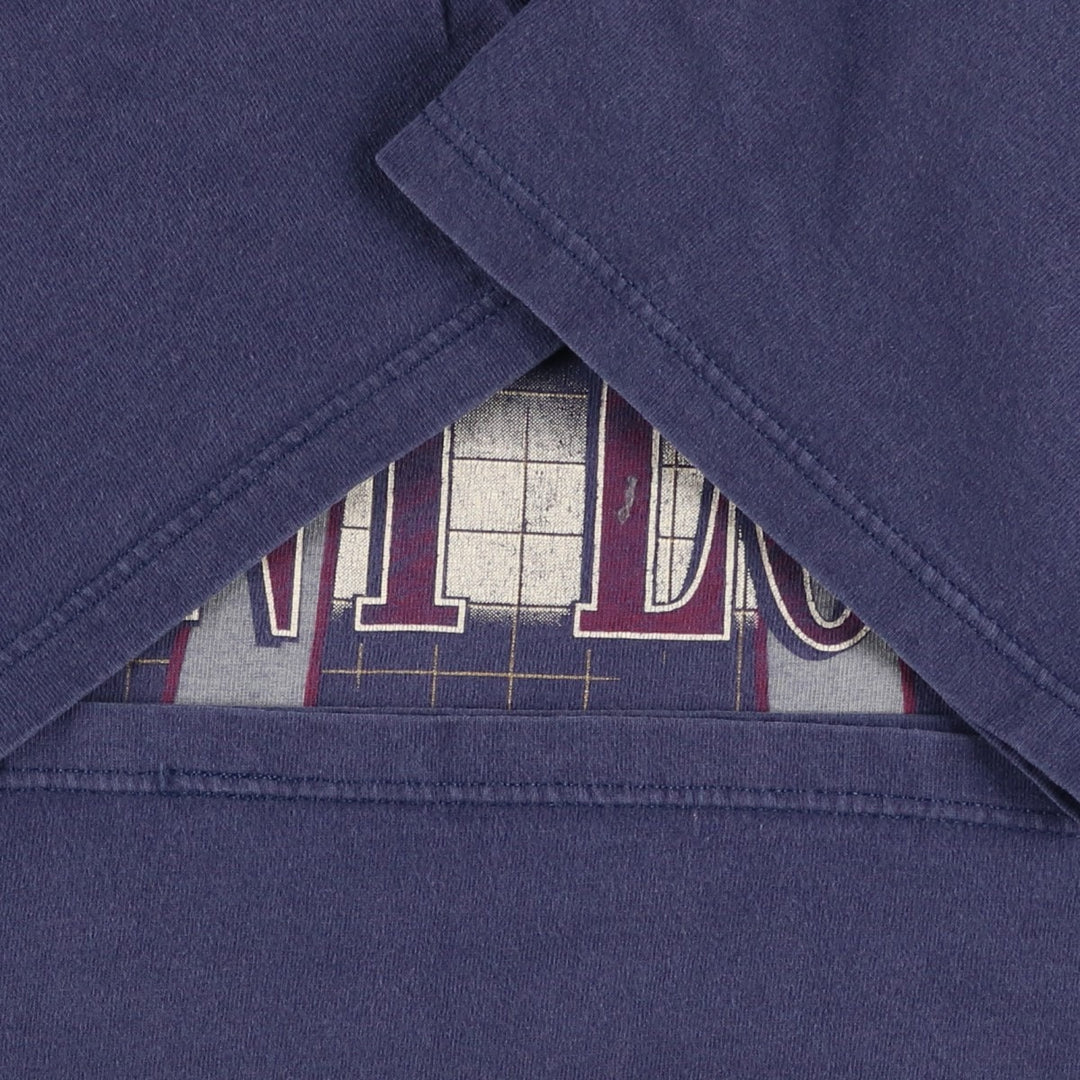 90'S Velva Sheen Print T-Shirt, Made in USA, Men's Size L (Equivalent), Vintage cotton navy blue type Vintage Second Hand