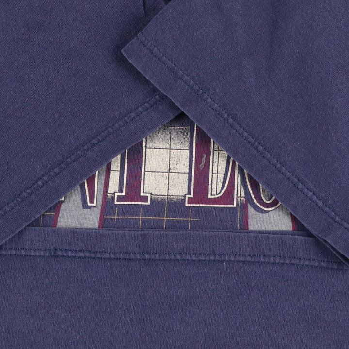 90'S Velva Sheen Print T-Shirt, Made in USA, Men's Size L (Equivalent), Vintage cotton navy blue type Vintage Second Hand