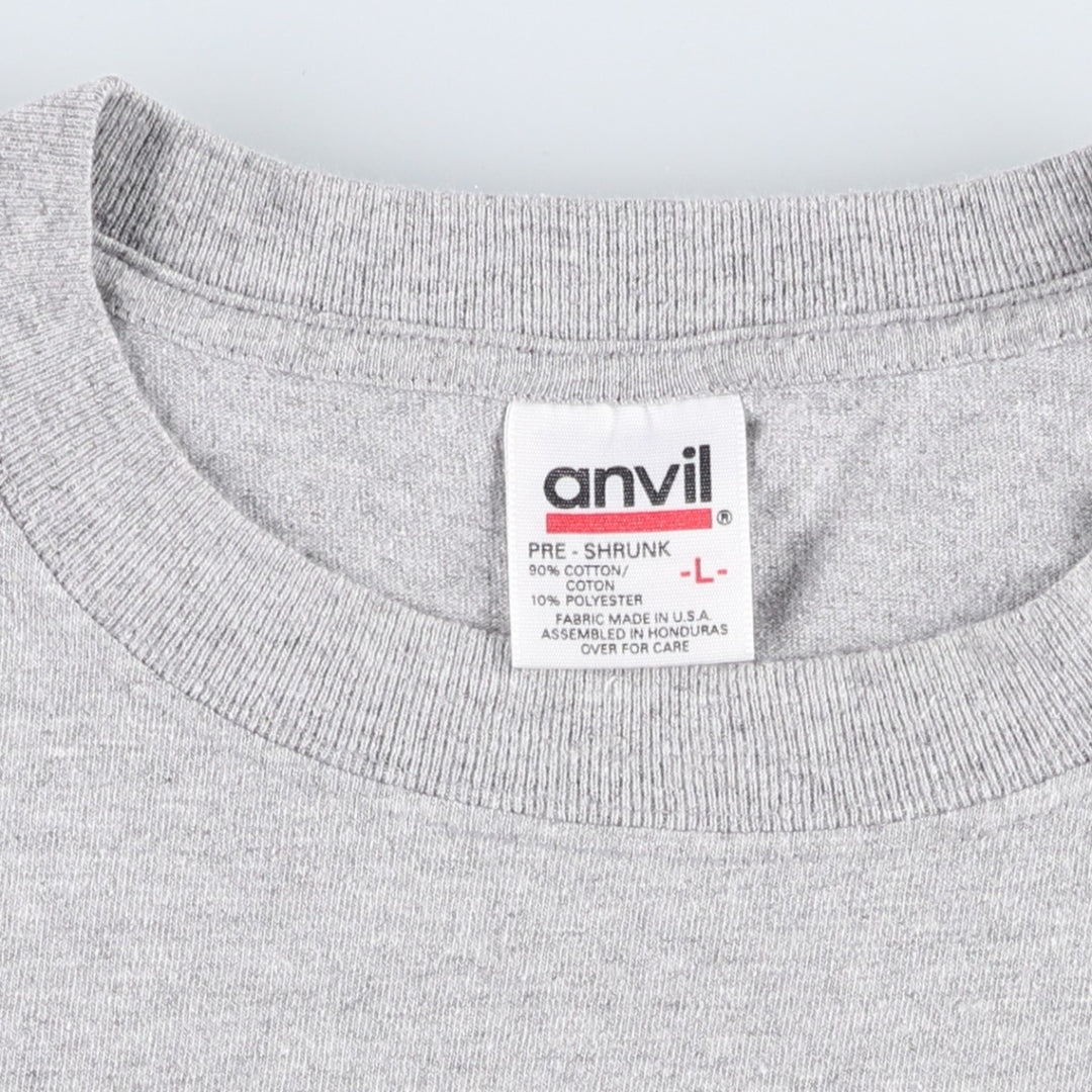 2000'S Anvil Print T-Shirt, Made in USA, Men's Size L cotton gray type Vintage Second Hand