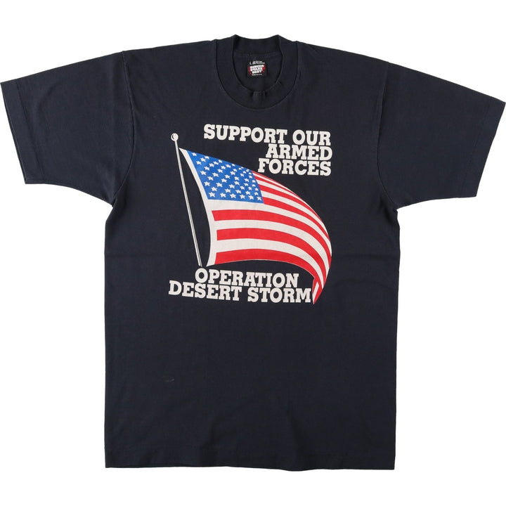 90'S Screen Stars Best American flag print T-shirt, Made in USA, Men's size L equivalent, Vintage cotton black type Vintage Second Hand