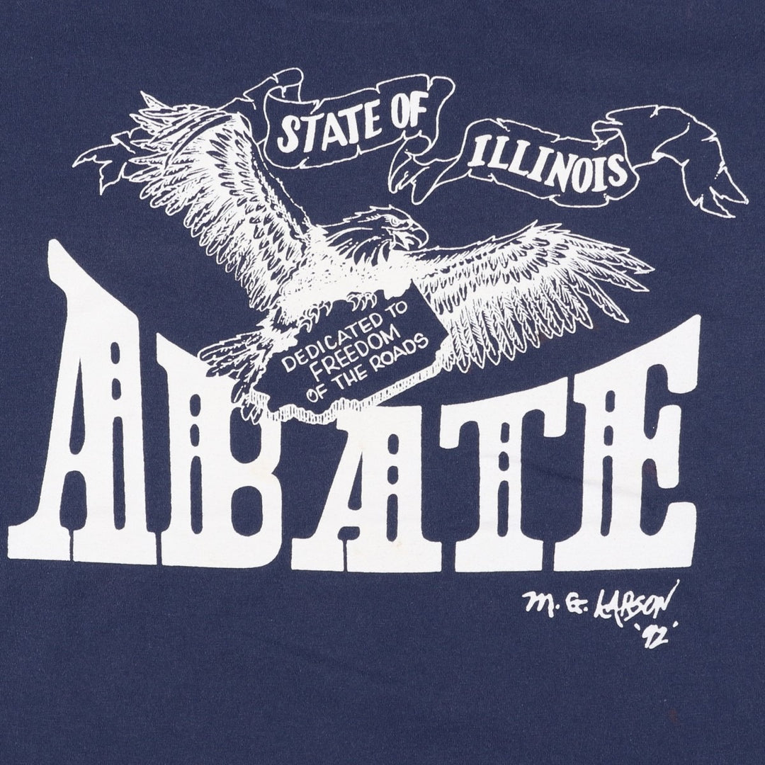 90'S Fruit of the Loom Best Eagle Pattern Print T-Shirt, Made in USA, Men's Size L (approx.), Vintage cotton navy blue type Vintage Second Hand