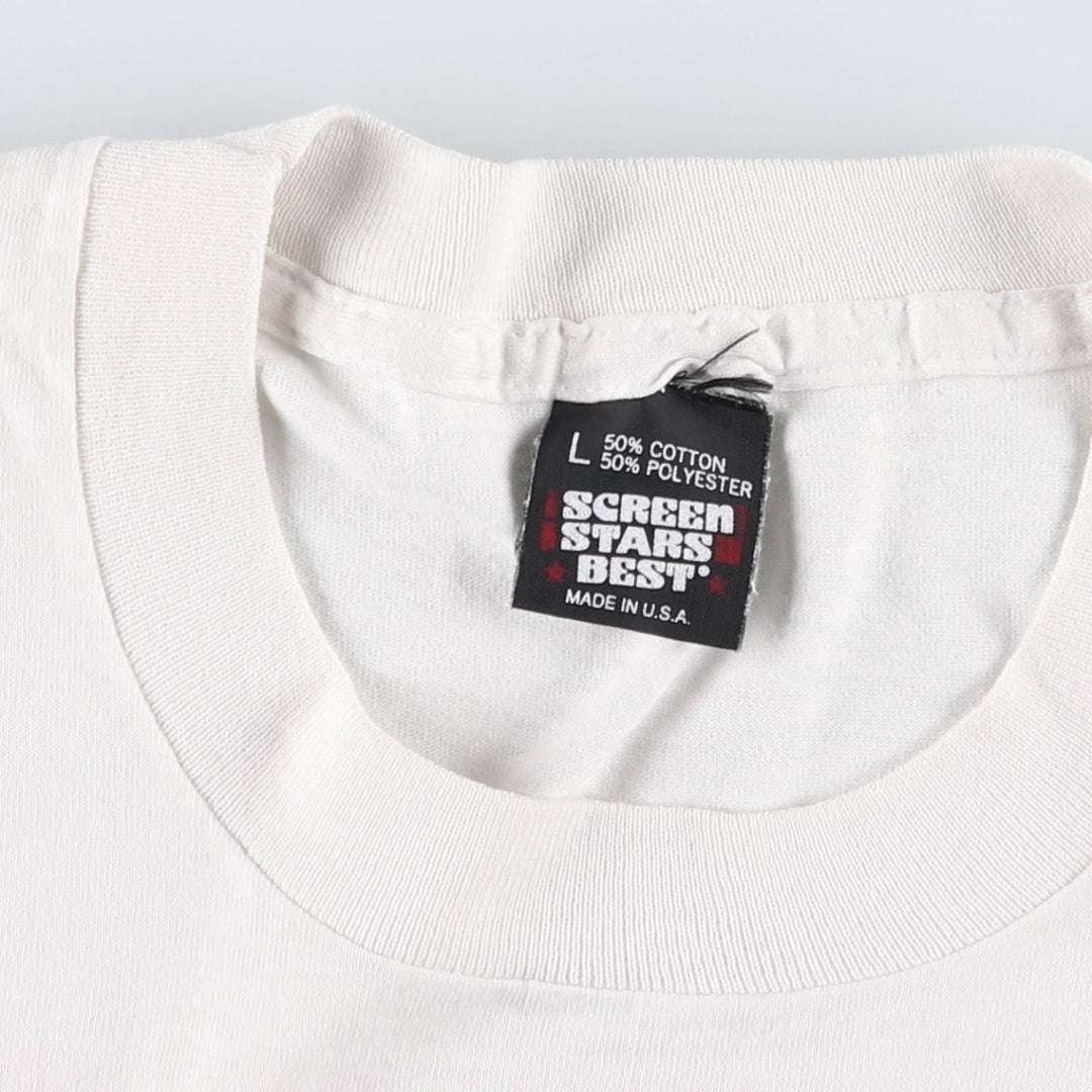90'S Screen Stars Best Printed T-shirt Made in USA Men's L Vintage cotton white type Vintage Second Hand