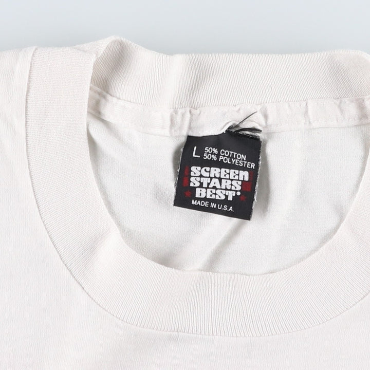 90'S Screen Stars Best Printed T-shirt Made in USA Men's L Vintage cotton white type Vintage Second Hand
