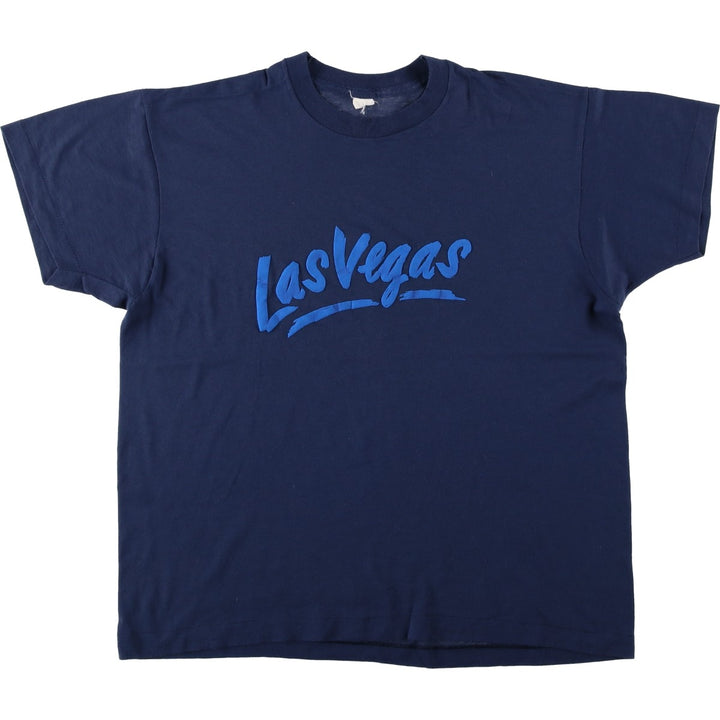 Printed T-shirt, men's size XL unclear navy blue type Vintage Second Hand