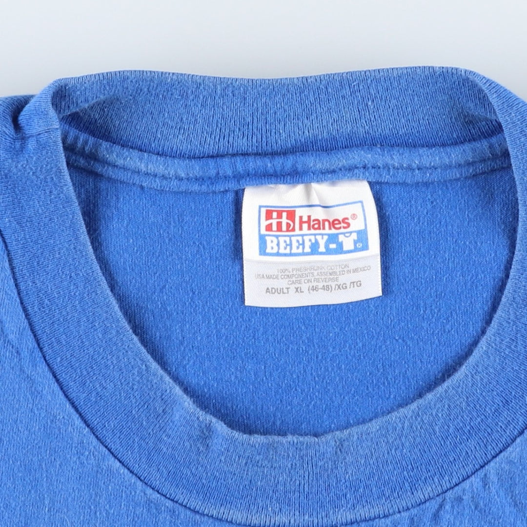 Vintage 90'S Hanes BEEFY-T Printed T-Shirt, Men's Size XL cotton blue type Vintage Second Hand