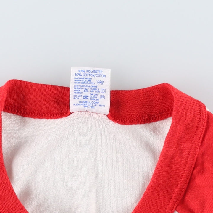 90'S Russell 3/4 Sleeve Plain T-Shirt, Made in USA, Men's Size L (Equivalent), Vintage cotton white type Vintage Second Hand