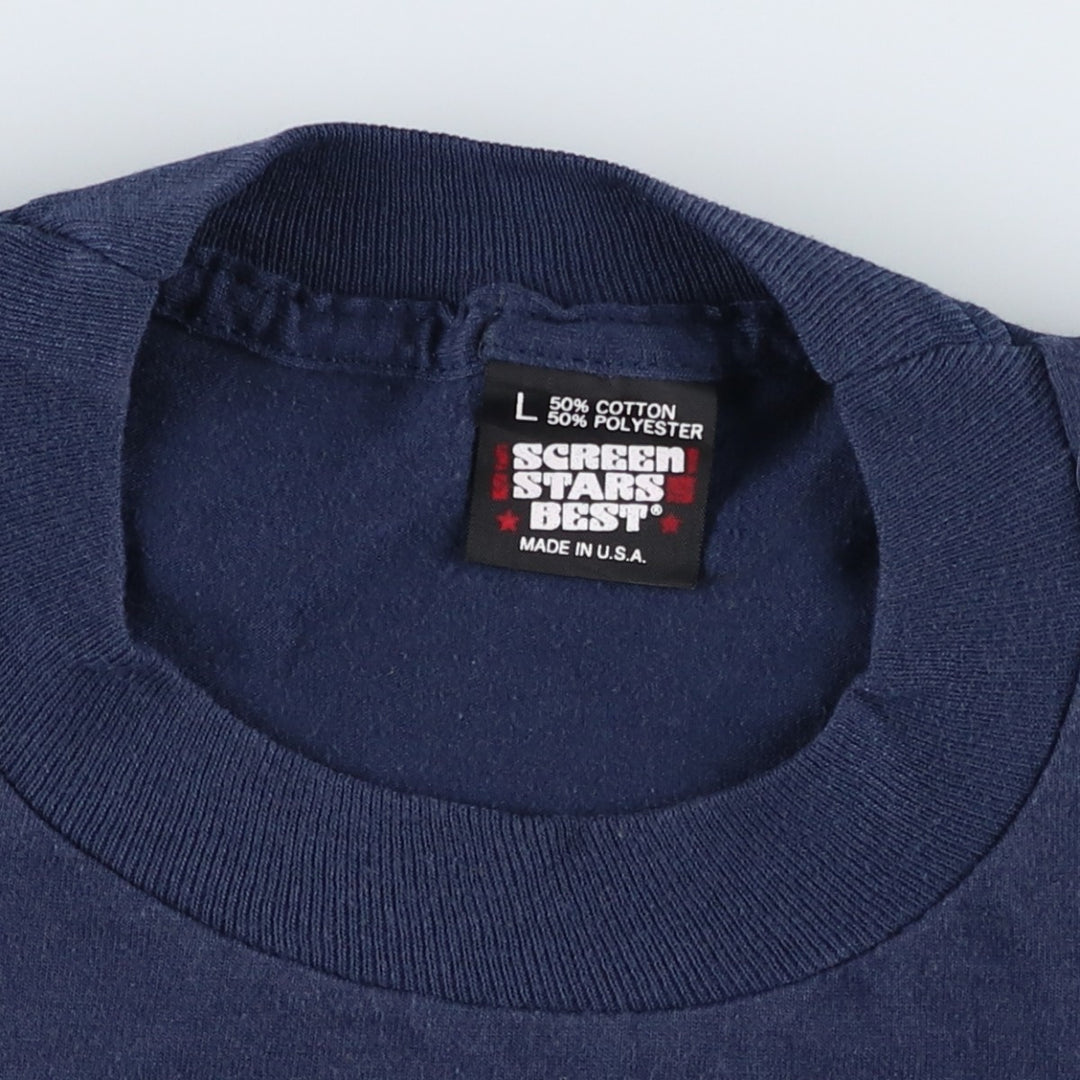 90'S Screen Stars Best Printed T-shirt Made in USA Men's L Vintage cotton navy blue type Vintage Second Hand