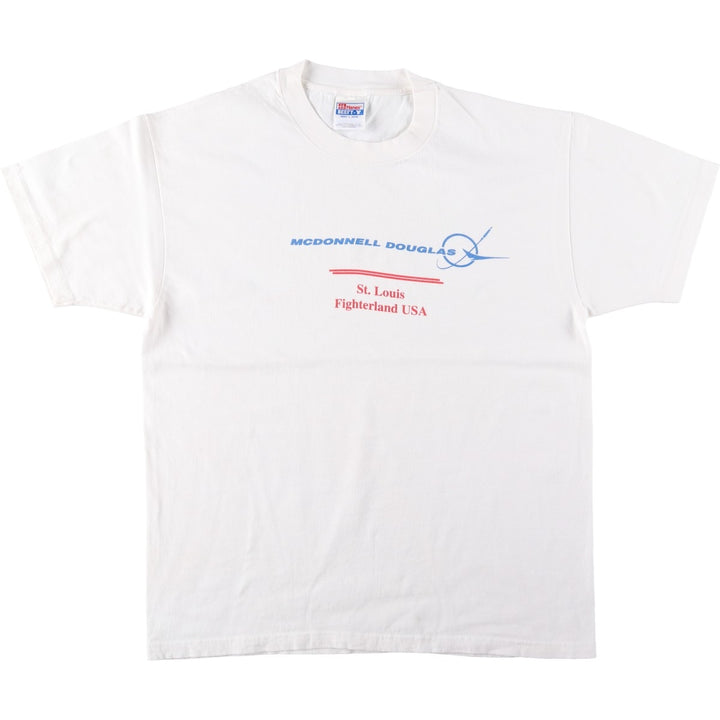 90'S Hanes BEEFY-T Printed T-shirt, Made in USA, Men's L size, Vintage cotton white type Vintage Second Hand