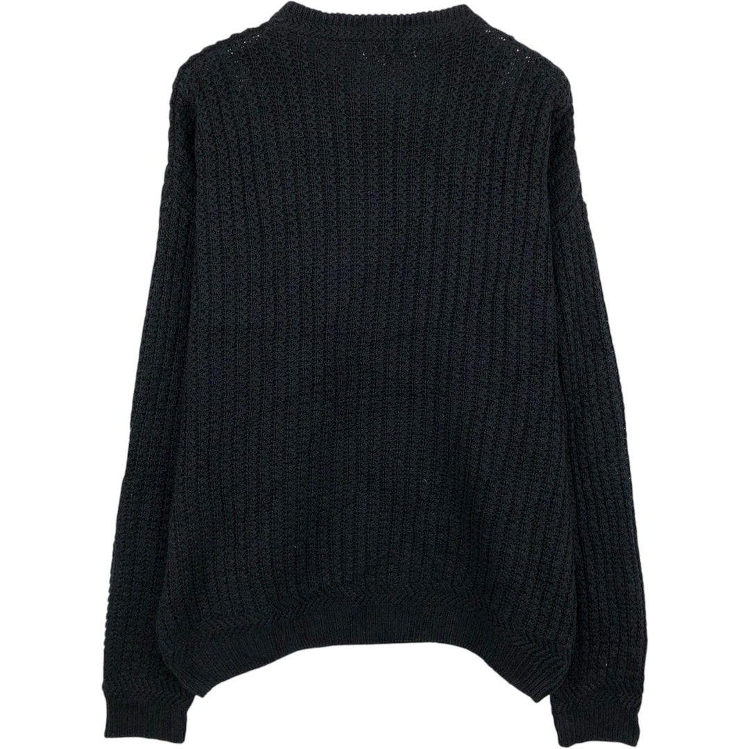 1990'S St. John's Bay Rib-Knit Ramie x Cotton Sweater, Men's Size L (approx.), Vintage Lamy black type Vintage Second Hand