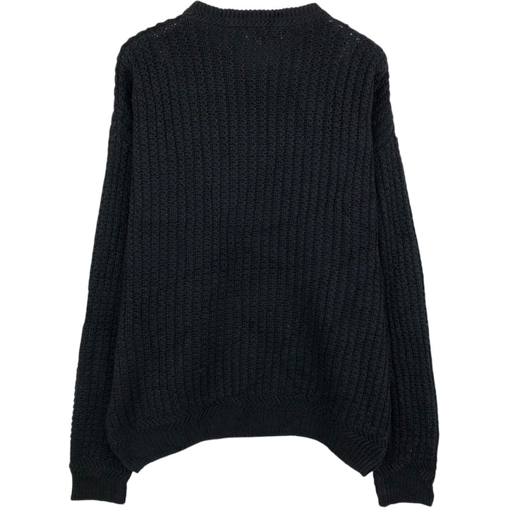 1990'S St. John's Bay Rib-Knit Ramie x Cotton Sweater, Men's Size L (approx.), Vintage Lamy black type Vintage Second Hand