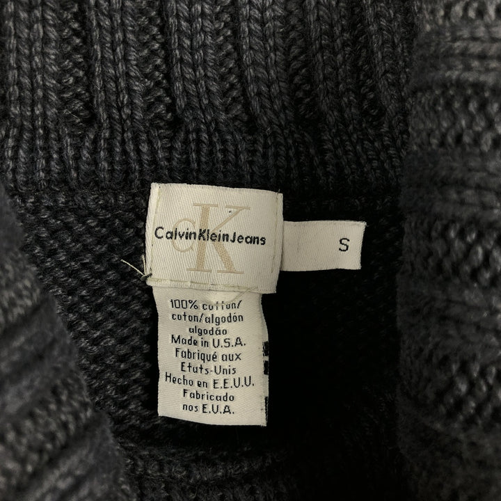 90s-00'S Calvin Klein turtleneck cotton knit sweater, made in USA, men's size S equivalent, vintage. cotton black type Vintage Second Hand