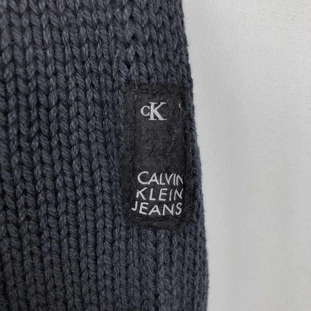 90s-00'S Calvin Klein turtleneck cotton knit sweater, made in USA, men's size S equivalent, vintage. cotton black type Vintage Second Hand