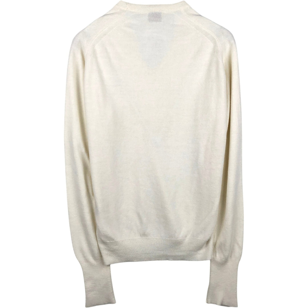 Vintage 1970'S Lacoste Izod V-neck knit sweater, size L, men's unclear white type Vintage Second Hand