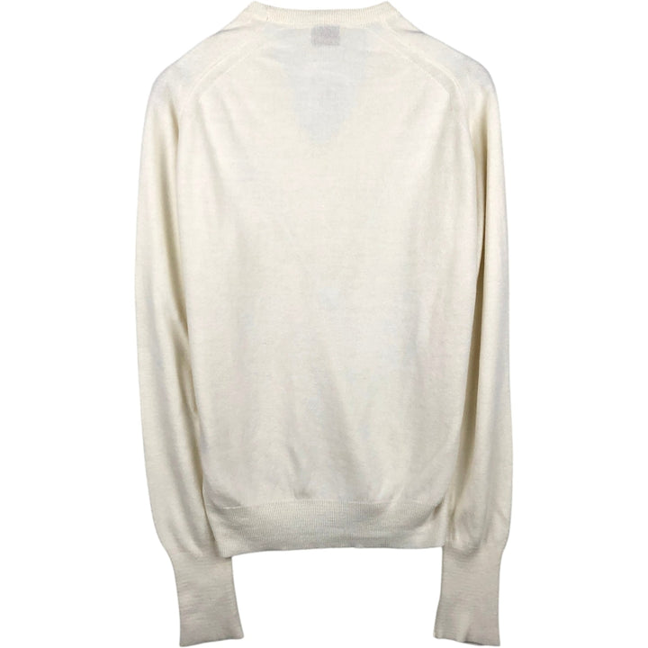 Vintage 1970'S Lacoste Izod V-neck knit sweater, size L, men's unclear white type Vintage Second Hand