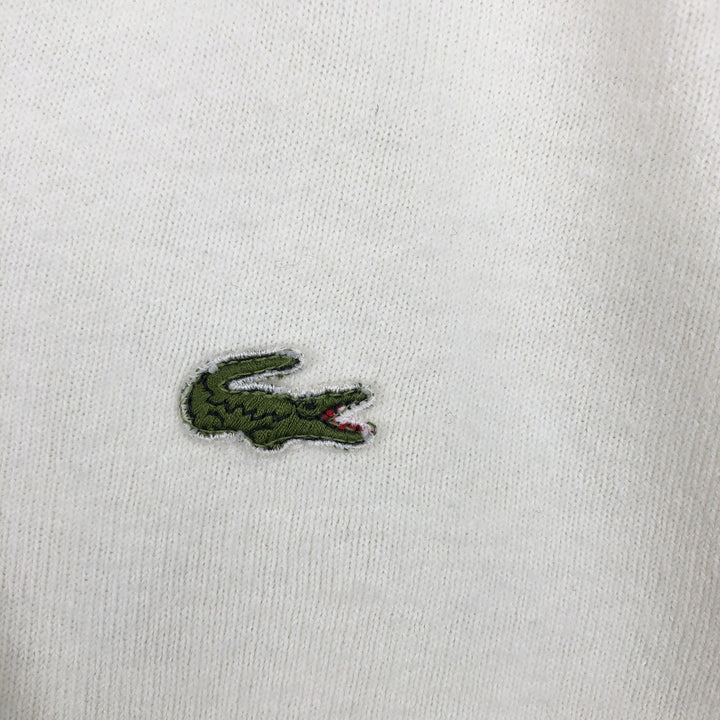 Vintage 1970'S Lacoste Izod V-neck knit sweater, size L, men's unclear white type Vintage Second Hand
