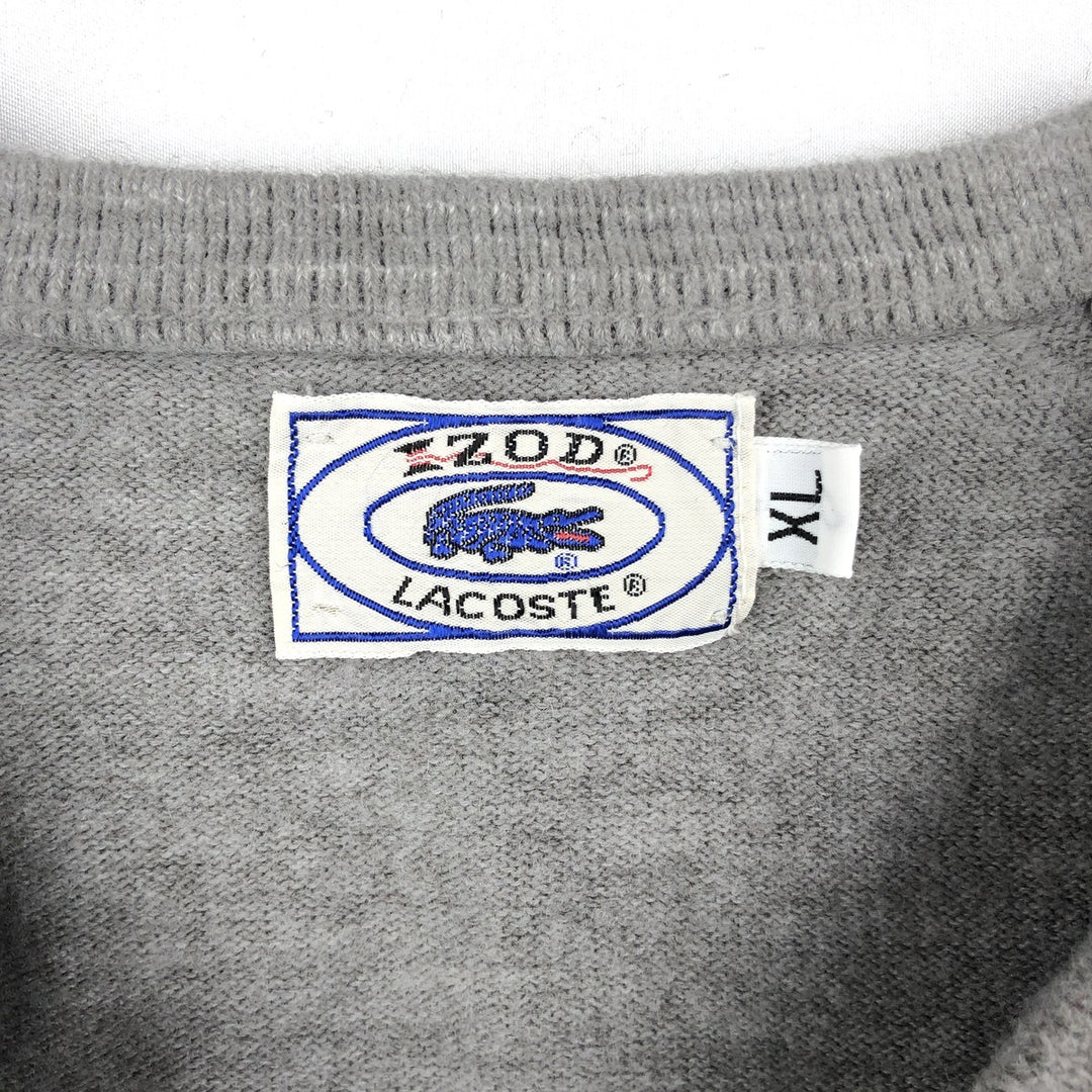 70s-80'S Lacoste IZOD V-neck acrylic knit sweater, men's size XL equivalent, vintage. acrylic gray type Vintage Second Hand