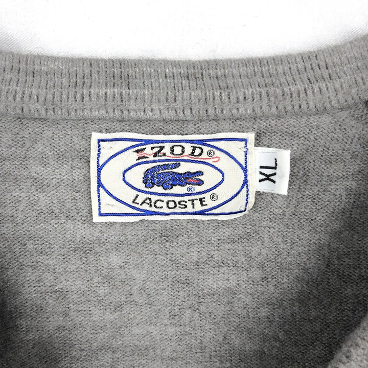 70s-80'S Lacoste IZOD V-neck acrylic knit sweater, men's size XL equivalent, vintage. acrylic gray type Vintage Second Hand