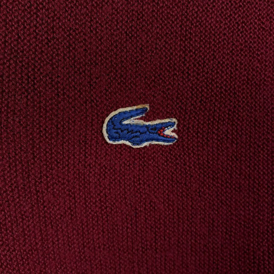 Vintage 70s-80'S Lacoste IZOD V-neck acrylic knit sweater, men's size L others wine-red Vintage Second Hand