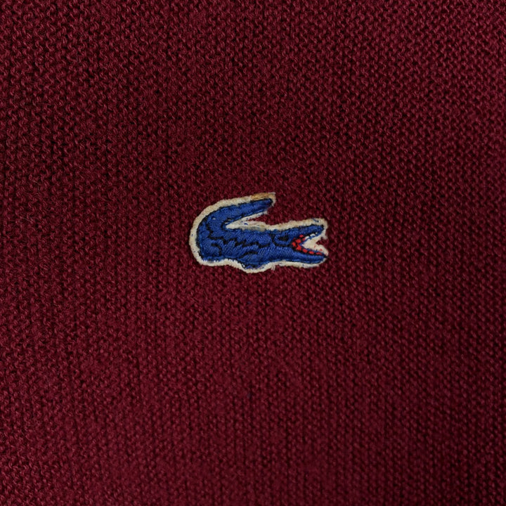Vintage 70s-80'S Lacoste IZOD V-neck acrylic knit sweater, men's size L others wine-red Vintage Second Hand