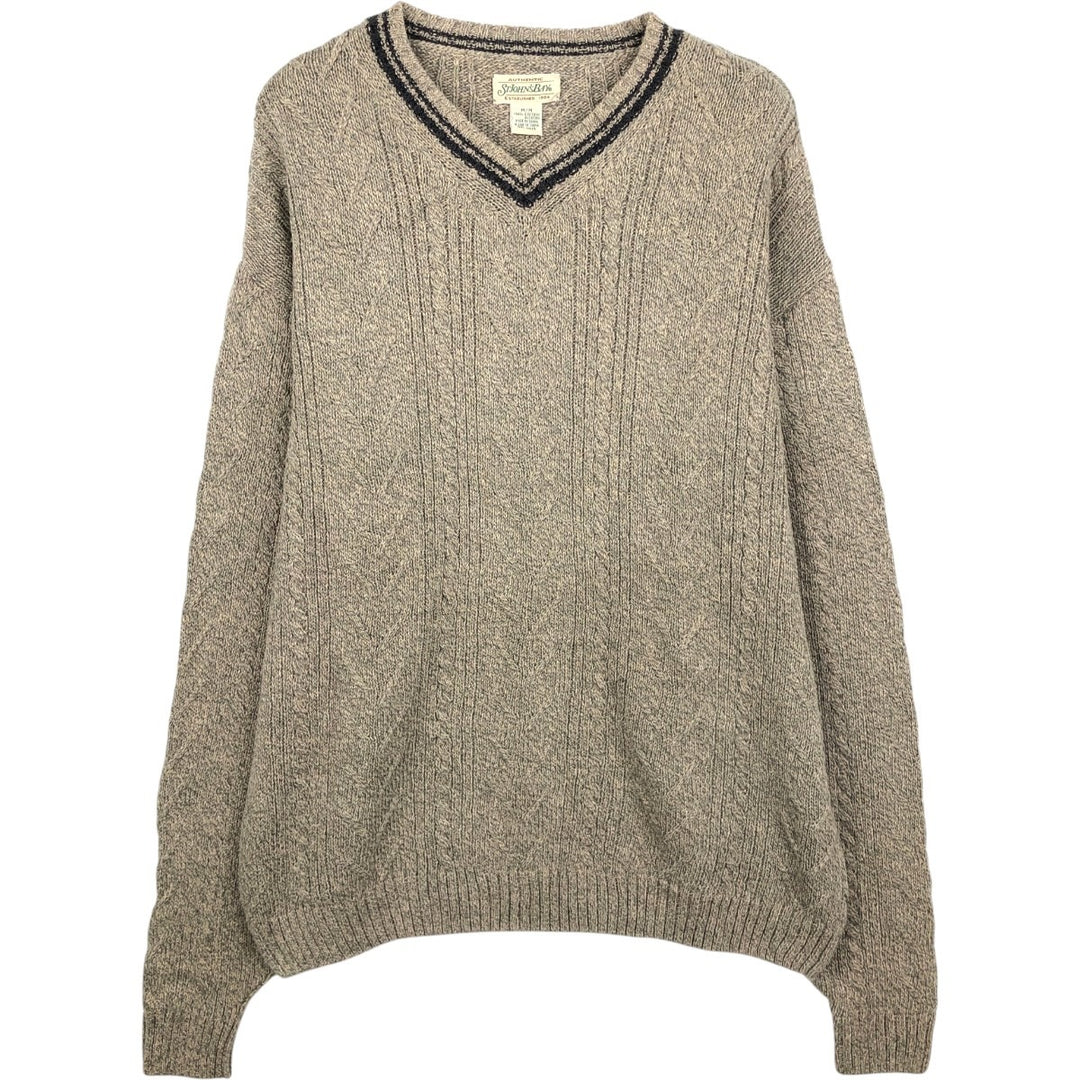 1990'S St. John's Bay V-neck cotton knit sweater, men's size M equivalent, vintage. cotton Beige type Vintage Second Hand
