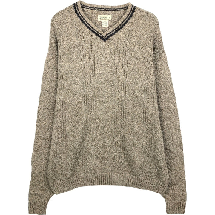 1990'S St. John's Bay V-neck cotton knit sweater, men's size M equivalent, vintage. cotton Beige type Vintage Second Hand
