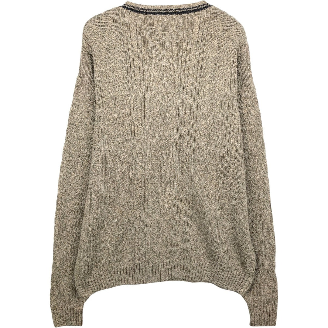 1990'S St. John's Bay V-neck cotton knit sweater, men's size M equivalent, vintage. cotton Beige type Vintage Second Hand