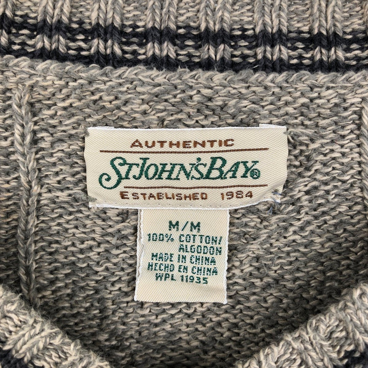 1990'S St. John's Bay V-neck cotton knit sweater, men's size M equivalent, vintage. cotton Beige type Vintage Second Hand